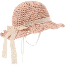 Mädchen-Sonnenhut aus Stroh, atmungsaktiv, rosa, gewebt, für Babys, Kopfumfang 45-48 cm, für Outdoor-Aktivitäten