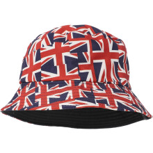 Wendbarer Fischerhut mit britischer Flagge für Damen, rot, ideal für Sommer, Sonnenschutz, Outdoor-Festivals, Größe M (56-58 cm)