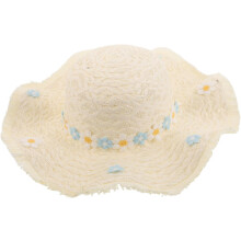 Sombrero de sol de paja tejida de ala ancha para mujer, hecho a mano con decoración floral de margaritas, gorra de playa de verano.