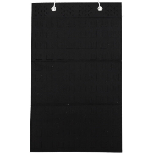 Organizer da appendere in feltro nero con design elegante per gioielli e accessori leggeri per la casa.