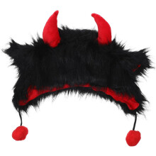 Ohrenklappen-Hornmütze Kostümmütze für Halloween Cosplay Party Lustige warme Plüschmütze