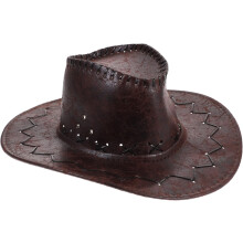 Verstellbarer Western-Cowboyhut für Herren, goldfarben, mit Crack-Lederoptik, für Kostümpartys und Bühnenauftritte, Braun