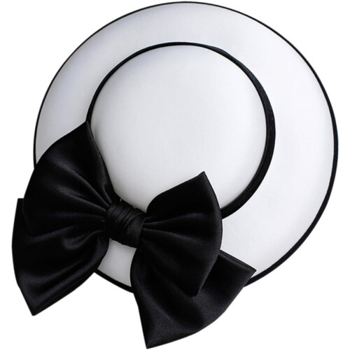 Bombetta bianca da donna, stile retrò francese, elegante, adatta per banchetti e come accessorio per capelli.