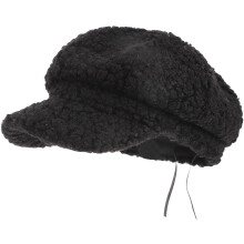 Modische Damen-Schirmmütze mit Zopfverschluss, warmer Kaschmir-Socken, Schwarz