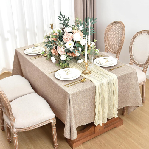 Duk i imitert lin, 152 x 283 cm, beige, 2-pakning 1