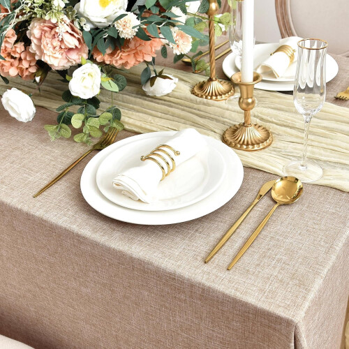Duk i imitert lin, 152 x 283 cm, beige, 2-pakning 2