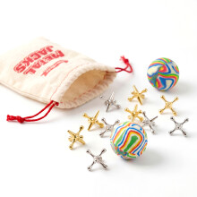 The Magic Toy Shop Classic Metal Jacks Game with Balls Knucklebones Party Bag Filler Game Kids Toy