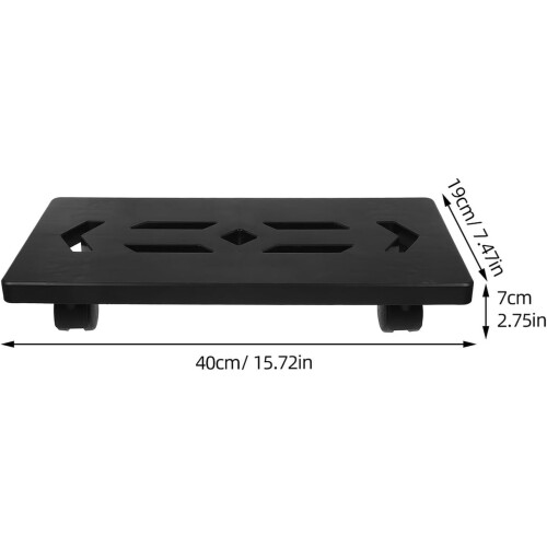 Mobile Computer Tower Stand with Swivel Casters and Raised Platform, Black Plastic CPU Holder 1