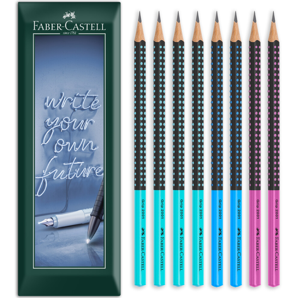 Faber-Castell Grip 2001 Two-Tone Triangular Graphite Pencil Hb Pack Of 8