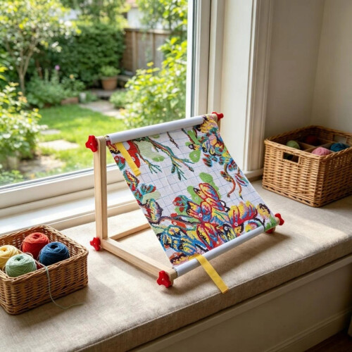 Draagbaar houten stikframe voor-kleine Verbeterde plastic moer 2
