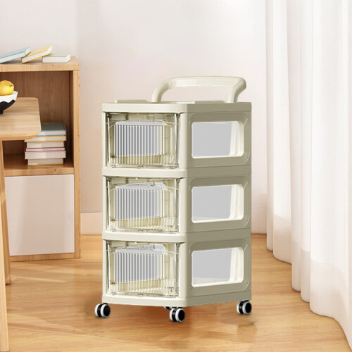 Clear Plastic Rolling Storage Cart3-Tier 1