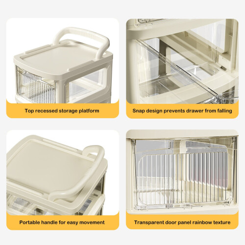 Clear Plastic Rolling Storage Cart3-Tier 2