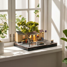 Handgefertigtes Miniatur-Café-Straßenszenenmodell im Maßstab