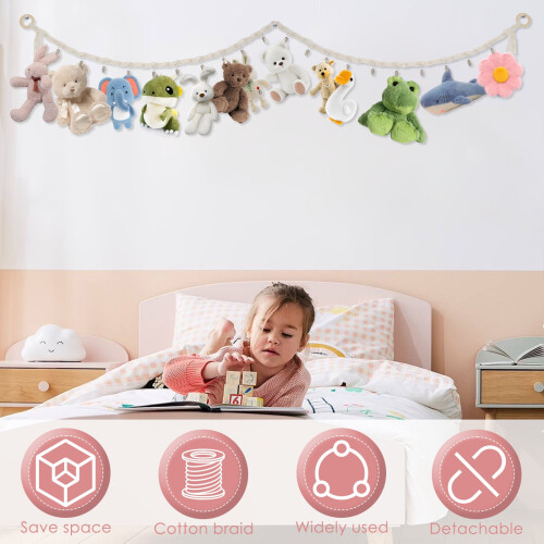 Stuffed Animal Storage Hammock Corner with 20 Metal Clips 1