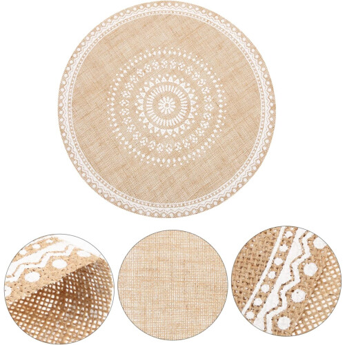 4er-Set rustikale runde Platzsets aus gewebter Jute, waschbar 2