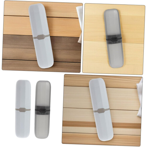 4pcs Portable Toothbrush Holder with Lid Lightweight Plastic Organizer 2