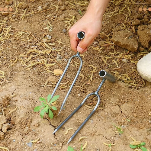 Ergonomic Handheld Cultivator Fork 2 Prong Root Rakes-2 pack 2