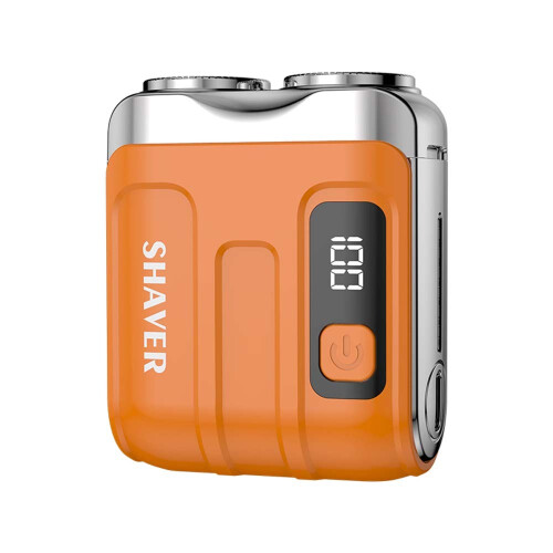 Mini rasoio elettrico con display digitale - Rasoio portatile da viaggio per uomo e donna Orange