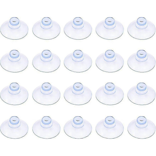 Pack of 20 Small Clear Plastic Suction Cups, No Hook, 30mm