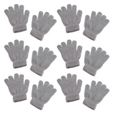 6 Paar Kinder-Winterstrickhandschuhe mit vollen Fingern, Neonfarben, einfarbig, warm
