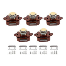 5 stuks sleutelloos drukknopslot voor deurknoppen, geschikt voor campers, caravans, kasten, boten, motorhomes, bruine uitvoering 0702
