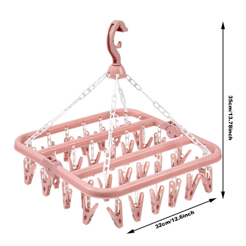 Foldable Clothes Drying Rack with 32 Clips, Blue 1