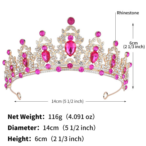 Corona rossa e oro per donne e ragazze, tiara reale 2