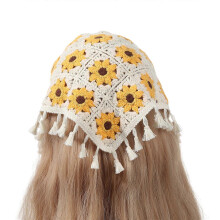 Gehaakte bloemenhoofddoek, hoofdband, bohemian haarsjaal, bandana, hoofddeksel, tulband, haarband, dameshoofddoek met foto, veelkleurig