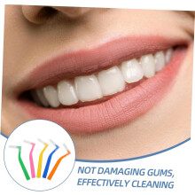 5pcs L-shaped Interdental Brushes Long Handle Tooth Flossers Angled Oral Toothbrushes