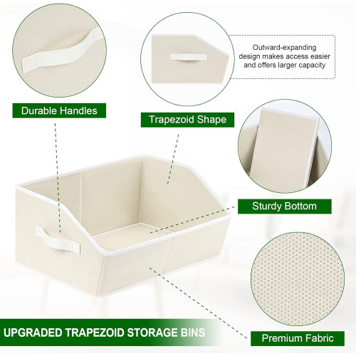 6-Pack Trapezoid Fabric Storage Cubes, Light Gray 2