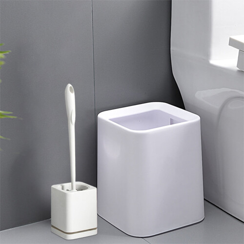 Toilet Brush and Holder Set White Compact 1 Piece 1