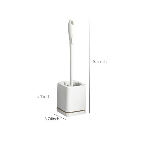 Toilet Brush and Holder Set White Compact 1 Piece 2