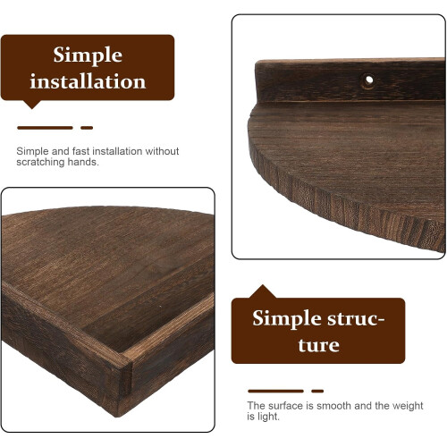 Rustic Style Wall-Mounted Corner Shelf 28cm Medium Triangular Floating Shelf 2
