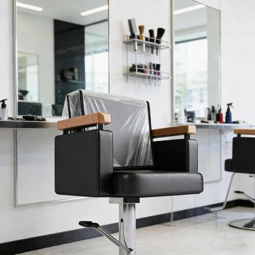 Capa traseira da cadeira do salão 19x17 polegadas, protetor da cadeira do estilista do cabelo do plástico impermeável 1