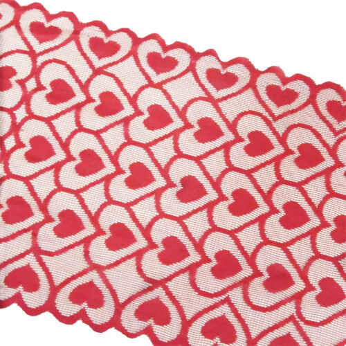 Red Lace Valentine's Table Runner – 72" Poinsettia Design 2