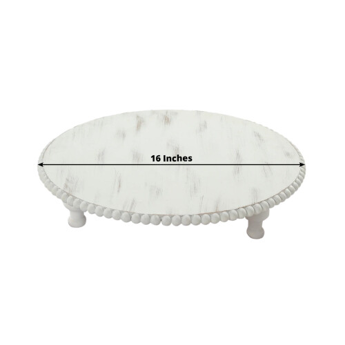 Présentoir à gâteaux en bois blanc antique 40 cm 1
