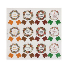 60 Blatt handgefertigte Dankeschön-Aufkleber mit Blumenkranzmotiv, Schleifenband, runde DIY-Etiketten