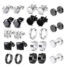 12 Paar/Set Punk-Ohrringe aus Edelstahl, Hip-Hop-Rock-Ohrstecker, Hängeohrringe, Unisex, Damen, Herren, Schmuck, Geschenk, mehrfarbig