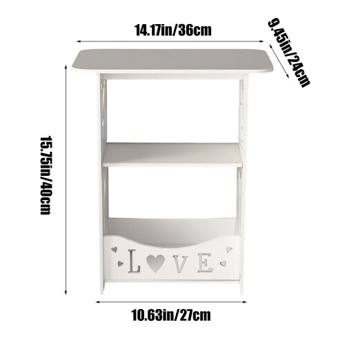 Μίνι κομοδίνο PVC 2 επιπέδων 15,8x14,2x9,5 ίντσες λευκό 2