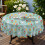 Light Blue Tulip Print Round Tablecloth 60 Inch 4