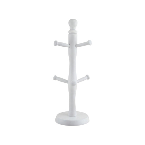 Apollo White Wooden Mug Tree Stand 6 Hooks Rack