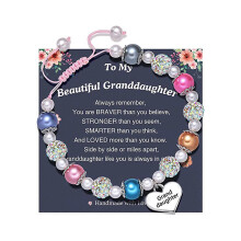 Rhinestones Bracelet compatible with Girls Pearl Heart Charm Bracelets Unique Wrist Jewelry Back to School Graduation First Communion