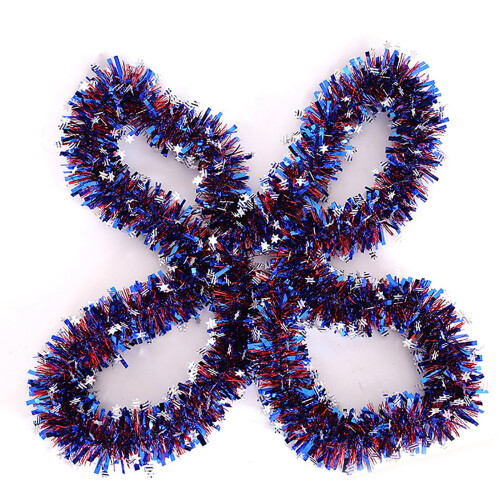 Rood-wit-blauwe patriottische slinger van lametta, 2 meter 2