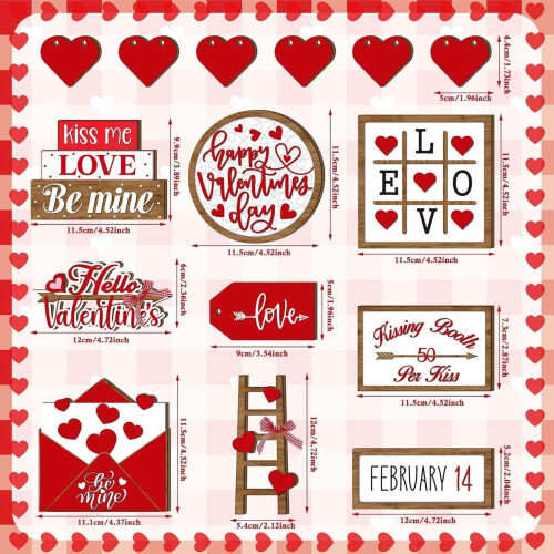 Valentinstag-Etagen-Dekorationsset, 15-teilig 2