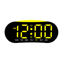 Plastic Kids Bedside Clock With Quiet-black shell yellow l