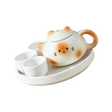 Chinese Style Miniature Ceramic Teapot for Tea-caramel white
