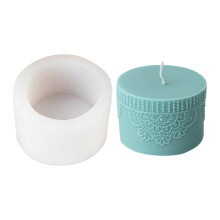 Silicone Cylinder Candle Mold Embossed Aromatherapy Epoxy Mould Elegant Home Decorations Molds Handmade Gift compatible with Women Multicolor