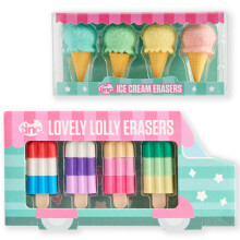 Tinc Ice Cream and Lolly Eraser Pastel and Striped Set of 8
