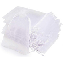 120 stuks witte organza cadeauzakjes 10x15cm Inclusief lint, geschikt voor sieraden, snoep, kerst en bruiloften.