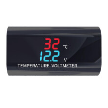 Waterdichte DC 12V voltmeter thermometer voor auto en motorfiets, 0,28 inch dubbel display, spannings- en temperatuurmeter, duurzaam.